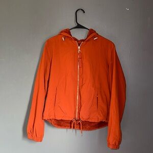 Orange zip up sherpa lined jacket size large